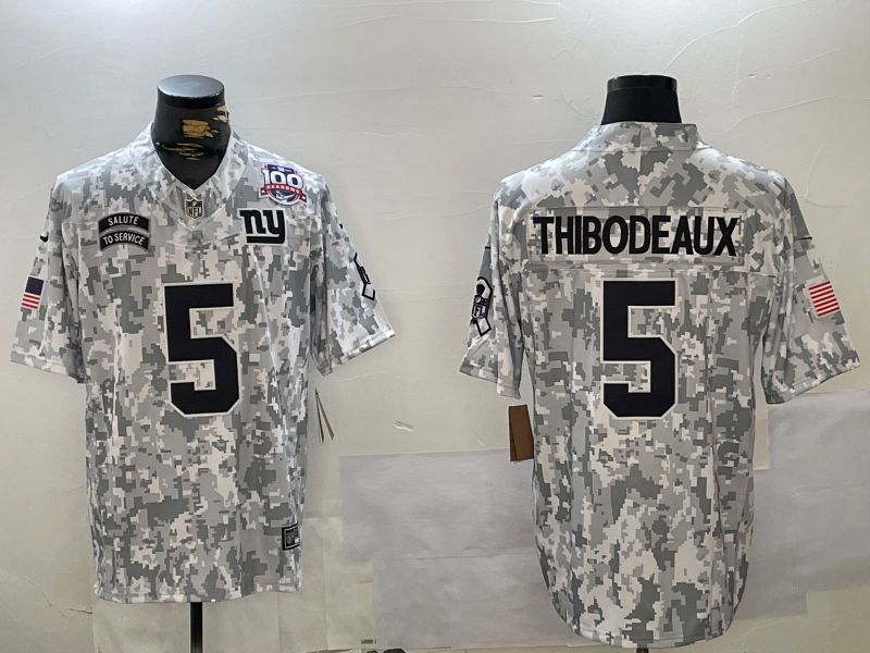 Men New York Giants #5 Thibodeaux Nike Arctic Camo 2024 Salute to Service Limited NFL Jersey style 1